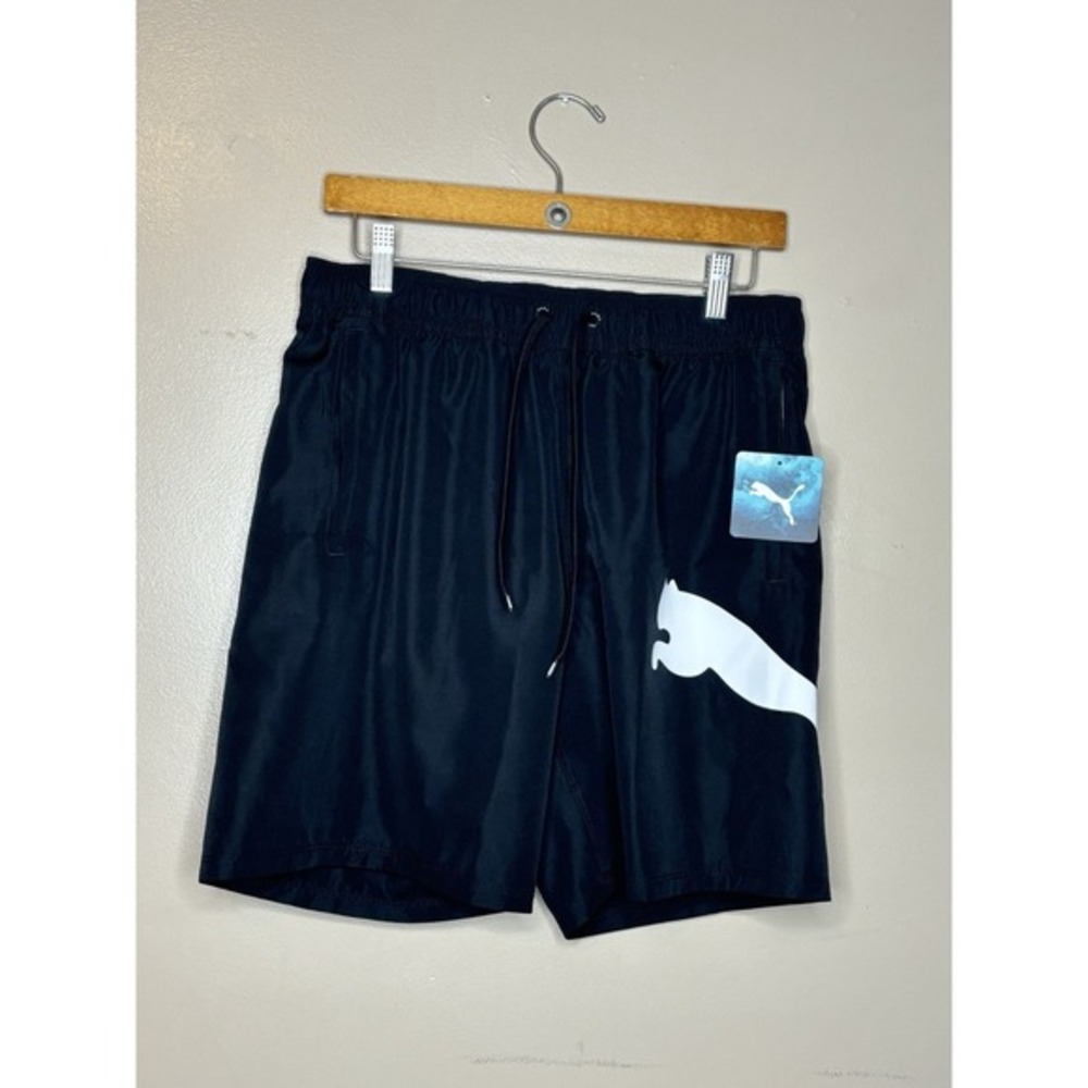 PUMA Swim Shorts Mens Size‎ Large 8" Inseam Swim Trunks Black Size Medium